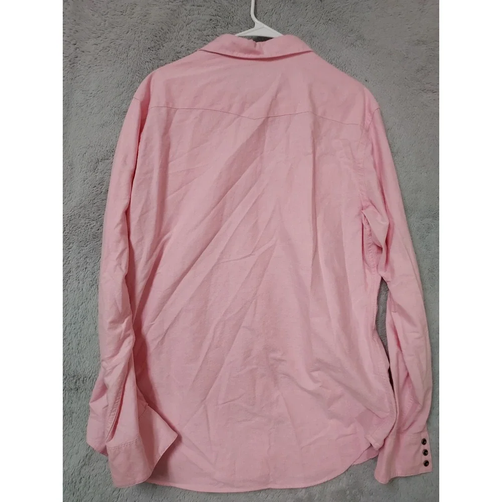 NEW Polo Ralph Lauren Shirt Men Large Western Pearl Snap Oxford Long Sleeve Pink